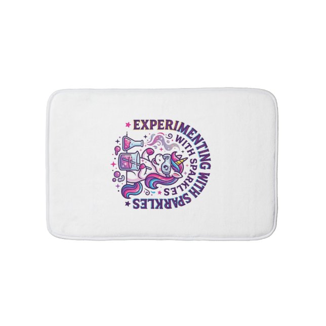 Unicorn Experimenting with Sparkles Commercial Cut Bath Mat (Front)