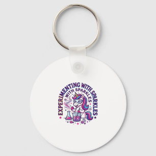 Unicorn Experimenting with Sparkles Commercial Cut Key Ring