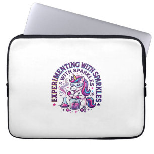 Unicorn Experimenting with Sparkles Commercial Cut Laptop Sleeve