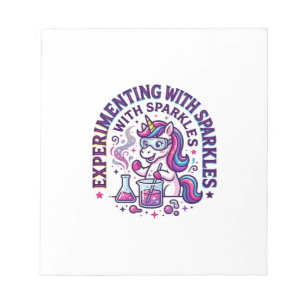 Unicorn Experimenting with Sparkles Commercial Cut Notepad