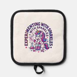 Unicorn Experimenting with Sparkles Commercial Cut Pot Holder