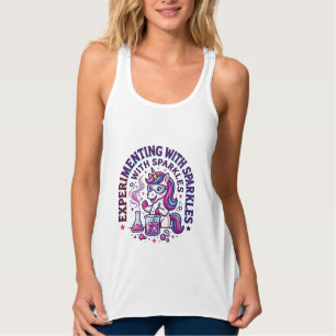 Unicorn Experimenting with Sparkles Commercial Cut Singlet