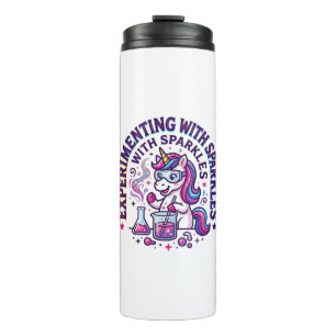 Unicorn Experimenting with Sparkles Commercial Cut Thermal Tumbler