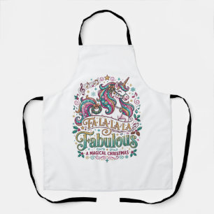 Unicorn Fa La La La Fabulous White Background Cute Apron