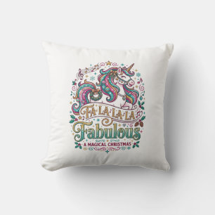 Unicorn Fa La La La Fabulous White Background Cute Cushion