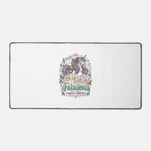 Unicorn Fa La La La Fabulous White Background Cute Desk Mat
