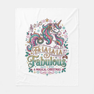 Unicorn Fa La La La Fabulous White Background Cute Fleece Blanket