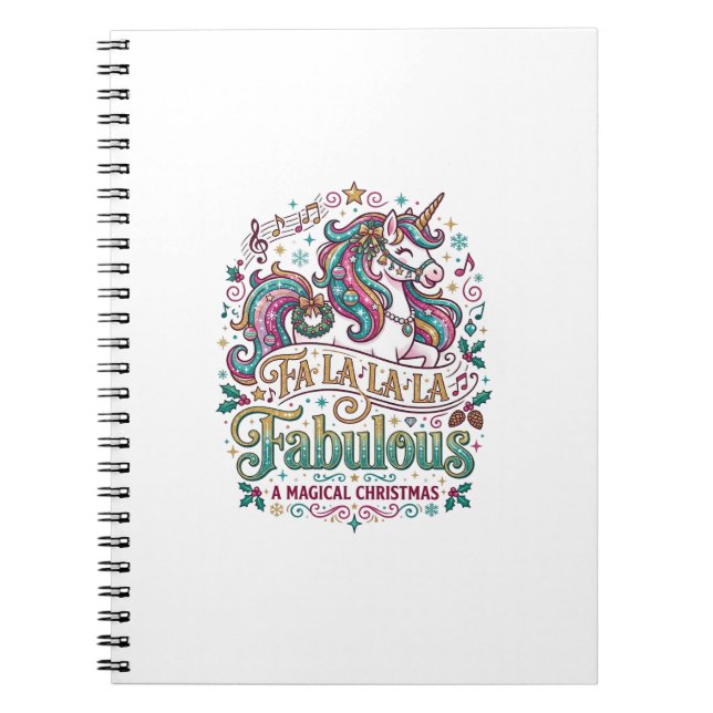 Unicorn Fa La La La Fabulous White Background Cute Notebook (Front)
