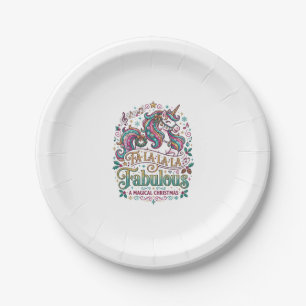 Unicorn Fa La La La Fabulous White Background Cute Paper Plate