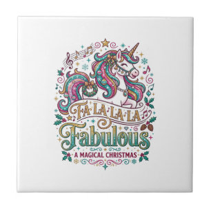 Unicorn Fa La La La Fabulous White Background Cute Tile