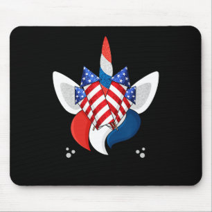 Unicorn Face 4th Of July Cute Girls Kids Teens Mouse Pad