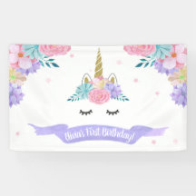 Unicorn Face Birthday Banner Backdrop