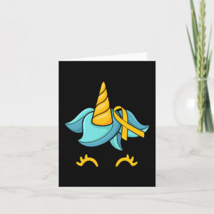 Unicorn Face Childhood Cancer Awareness Ribbon War Card