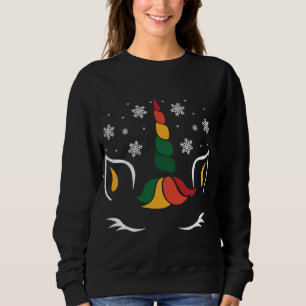 Unicorn Face Christmas Cute Snow-flake Magical X-M Sweatshirt