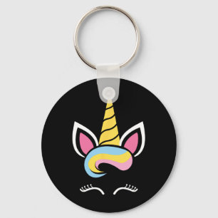 Unicorn Face Cute Eyelashes Halloween Costume Funn Key Ring