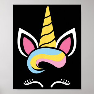 Unicorn Face Cute Eyelashes Halloween Costume Funn Poster