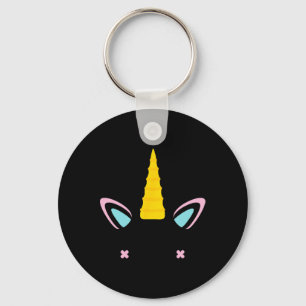 Unicorn Face Cute Eyelashes Smile Halloween Costum Key Ring