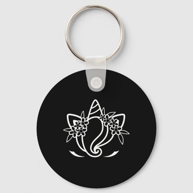 Unicorn Face Cute Eyelashes Sunday Easter Flowers  Key Ring (Front)
