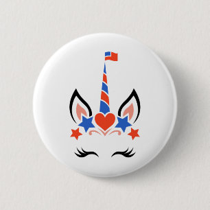 Unicorn Face Eyelashes 4th Of July Independence Da 6 Cm Round Badge