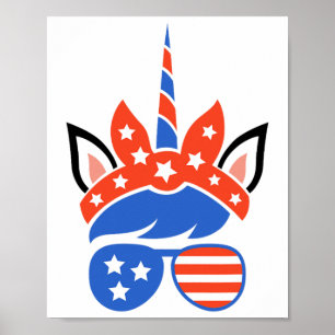 Unicorn Face Eyelashes Gles 4th Of July Independen Poster
