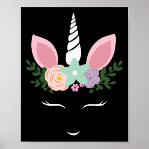 Unicorn Face Eyelashes Halloween Costume With Flow Poster