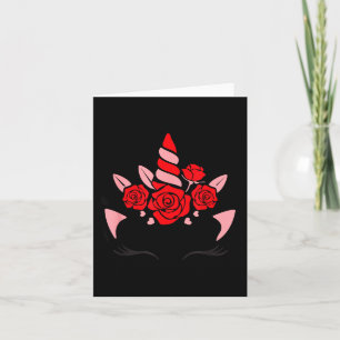 Unicorn Face Eyelashes Smile Flowers St. Valentine Card