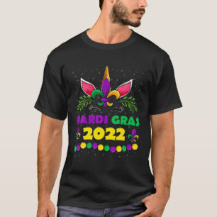 Unicorn Face Fleur De Lys Mardi Gras Girls , Kids T-Shirt