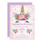Unicorn Face Floral Birthday Invitation