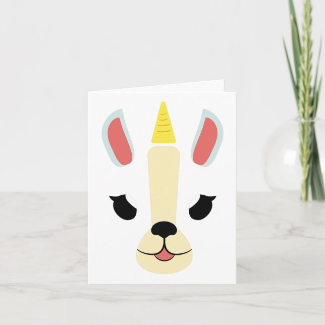 Unicorn Face Funny Angry Cute Halloween Costume  Card (Front)