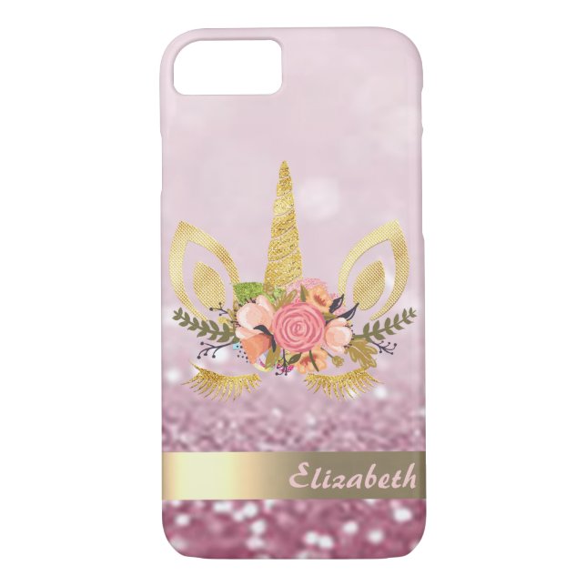 Unicorn Face Glitter Bokeh - Personalised Case-Mate iPhone Case (Back)