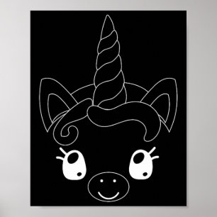 Unicorn Face Halloween Costume Kid Unicorn Cute Ey Poster