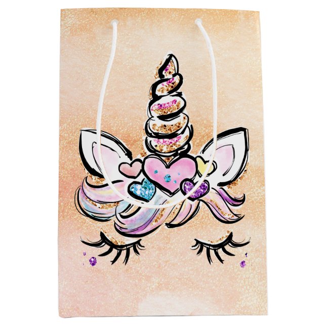 Unicorn Face Medium Gift Bag (Front)