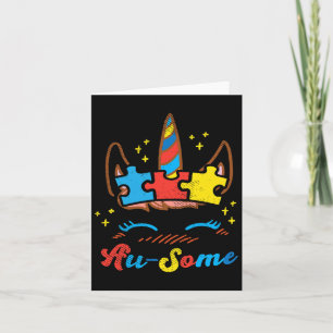 Unicorn Face Puzzle Autism Awareness Asl Girls Gif Card