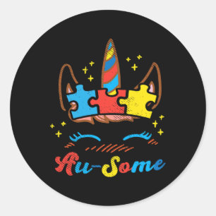 Unicorn Face Puzzle Autism Awareness Asl Girls Gif Classic Round Sticker