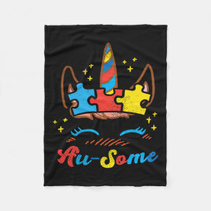 Unicorn Face Puzzle Autism Awareness Asl Girls Gif Fleece Blanket