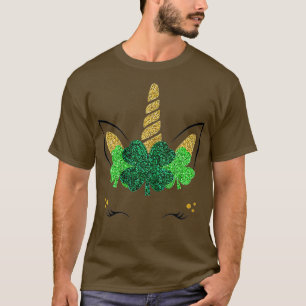 Unicorn Face St Patricks Day Girls T-Shirt