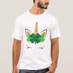 Unicorn Face St Patrick's Day Girls Women Kids Gif T-Shirt