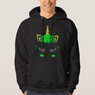 Unicorn Face St Patrick's Day Irish Girls Kids Hoodie