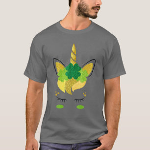 Unicorn Face St Patrick's Day Irish Girls Kids T-Shirt