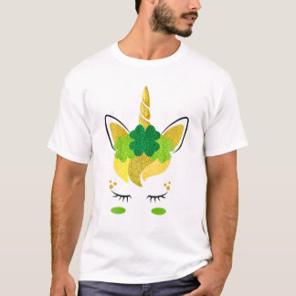 Unicorn Face St Patrick's Day Irish Girls Kids T-Shirt