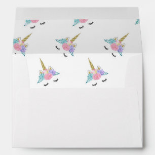 Unicorn Face White Envelopes A7 for 5x7 Invitation