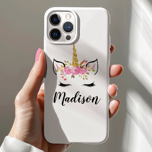 Unicorn Face With Eyelashes Personalised Name Case-Mate iPhone Case