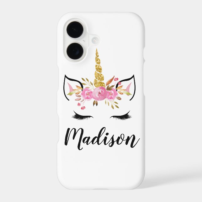 Unicorn Face With Eyelashes Personalized Name (Back)