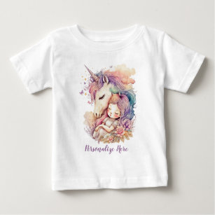 Unicorn Fairy Princess Rainbow Colours Personalise Baby T-Shirt