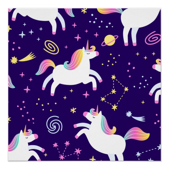 Unicorn Fan Club pattern Cute    Poster (Front)