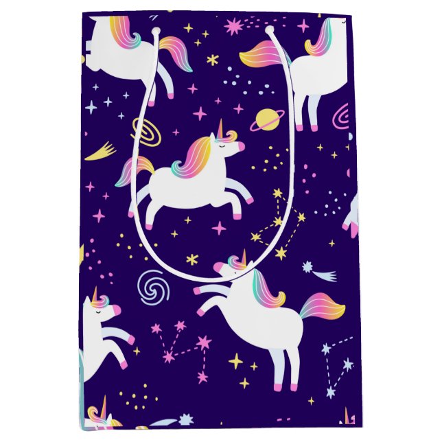 Unicorn Fan Club pattern    Medium Gift Bag (Front)
