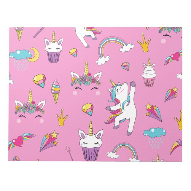 Unicorn Fan Club pattern Pink            Notepad (Front)