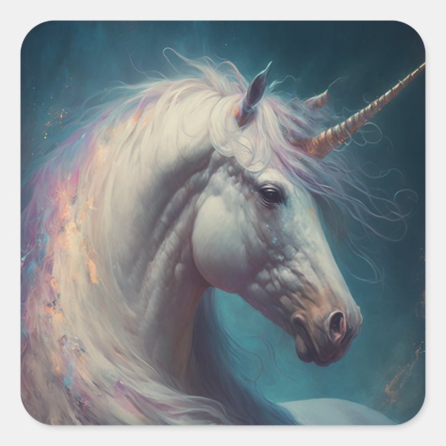 Unicorn Fantasy Art Square Sticker (Front)