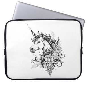 Unicorn Fantasy Wild Animal Illustration Art Tatto Laptop Sleeve