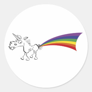 Unicorn farting a rainbow stickers